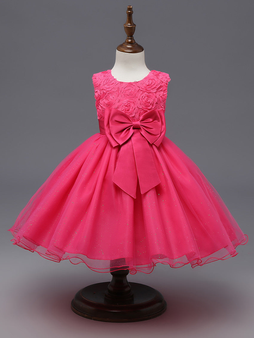 Online discount shop Australia - Flower princess girl dress lace rose Party Wedding Birthday girls dresses clothes princess tutu kids dress elegant 2017