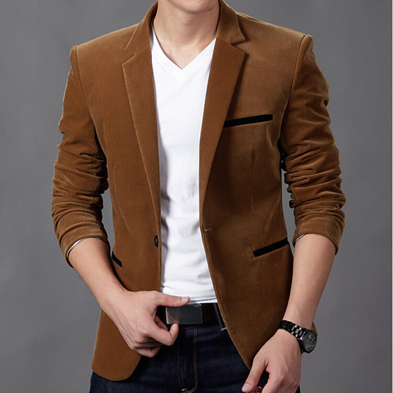 Online discount shop Australia - men's Jacket brand clothing casual coat blazer men Slim fit Jacket men corduroy Wedding dress plus size Single Button suit