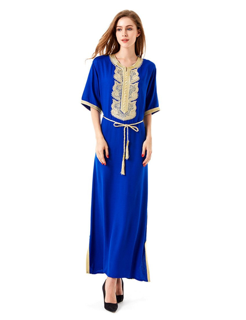 Women's Maxi Muslim Long Dubai Dress moroccan Kaftan Caftan Jilbab Islamic Abaya Muslim abaya Turkish arabic dress robe 1604
