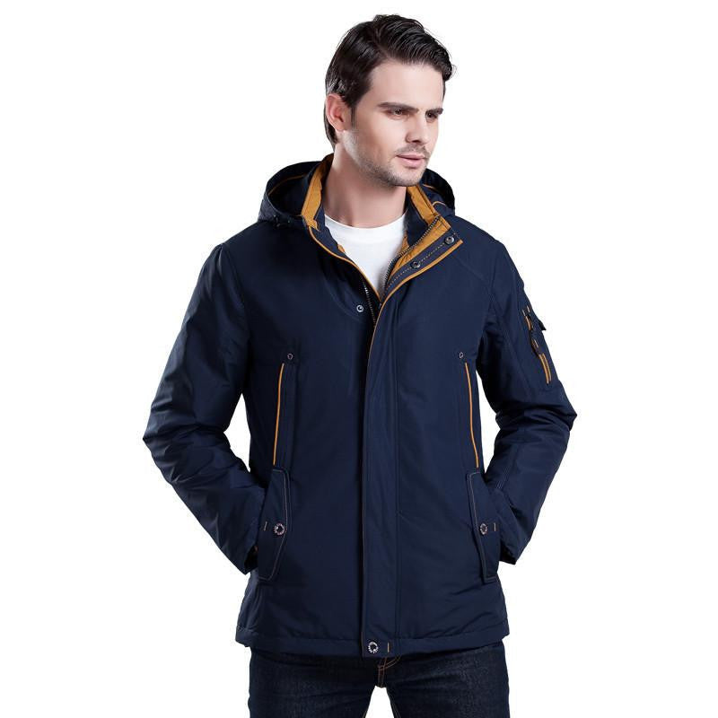 Three Colors Large Size Polyester Thin jacket Men parka Casual Warm Coat 16MC853