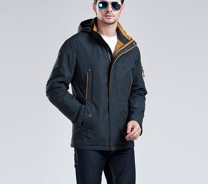 Three Colors Large Size Polyester Thin jacket Men parka Casual Warm Coat 16MC853