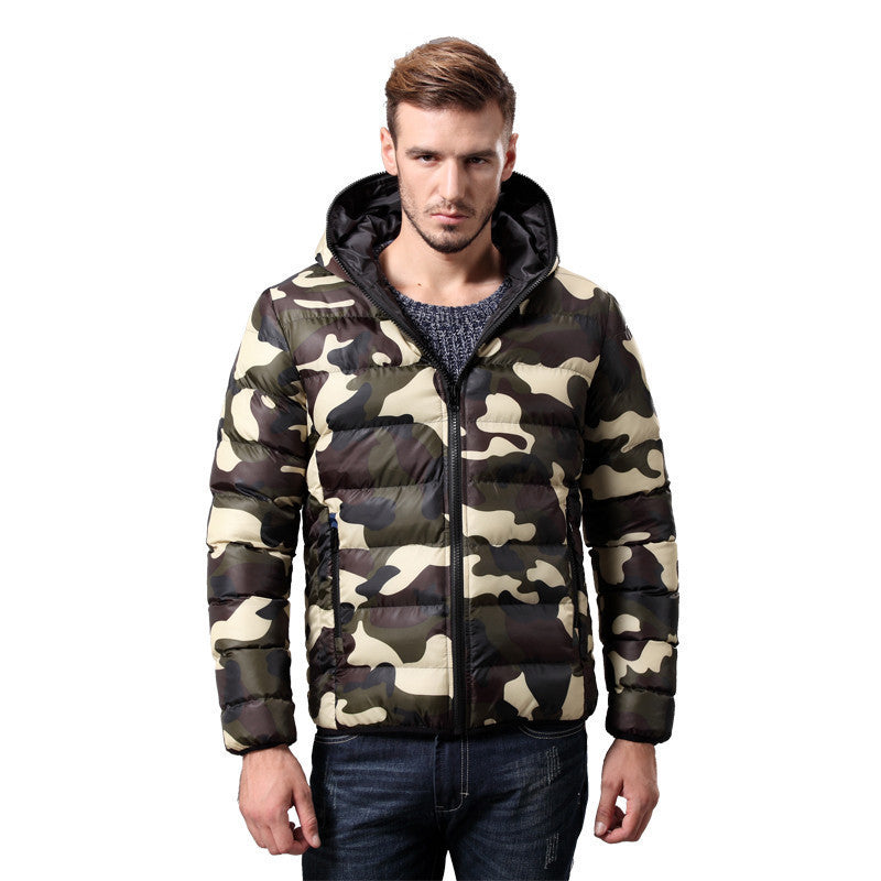 men's down jacket Camouflage jackets hooded zipper coat fashion