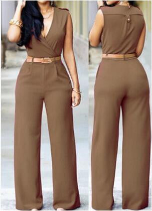 Jumpsuits Ladies Loose Slim Casual Party Overalls Women Sleeveless Nightclub Rompers With belt 15-25 arrive