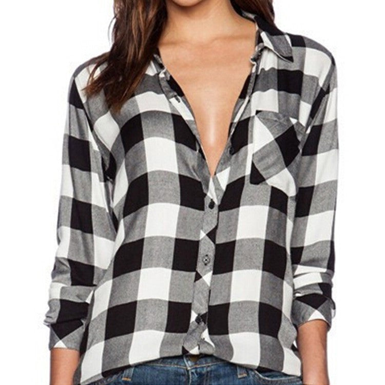 Plaid Women Shirts Blouses Female Shirt Long Sleeved Blouse Ladies Large Size Women's Tops Blouses