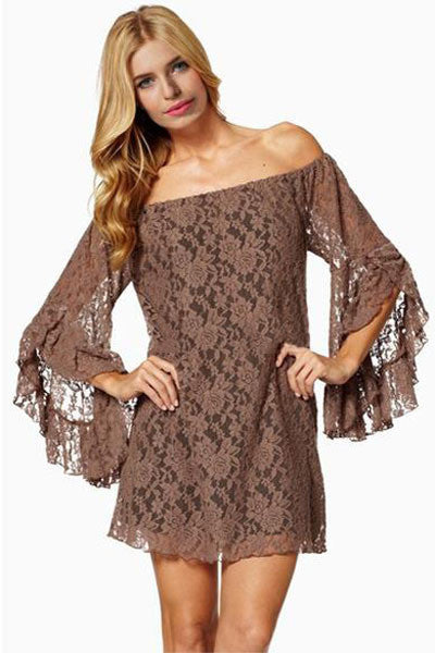 Online discount shop Australia - Dress Black Friday Cream Lace Off-The-Shoulder Mini Dress Autumn Casual Women Dress