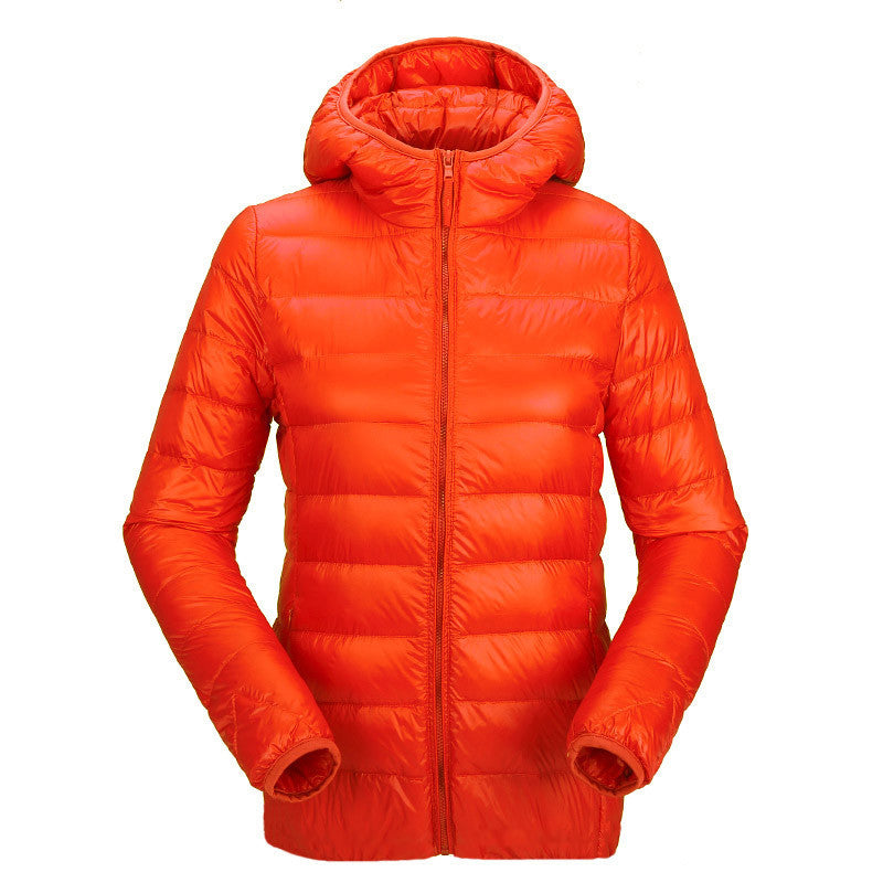 women ultra light down jacket hooded duck down jackets women slim long sleeve parka zipper coats pockets solid
