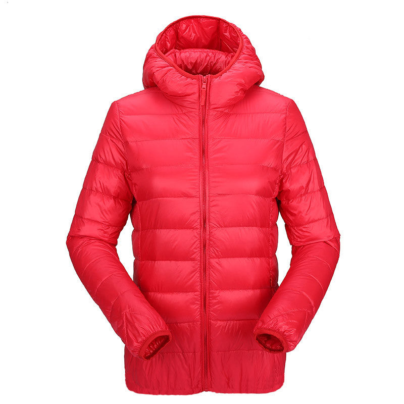 women ultra light down jacket hooded duck down jackets women slim long sleeve parka zipper coats pockets solid