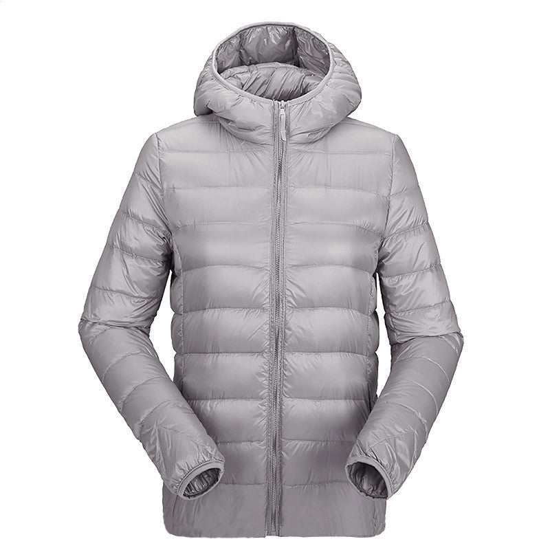 women ultra light down jacket hooded duck down jackets women slim long sleeve parka zipper coats pockets solid