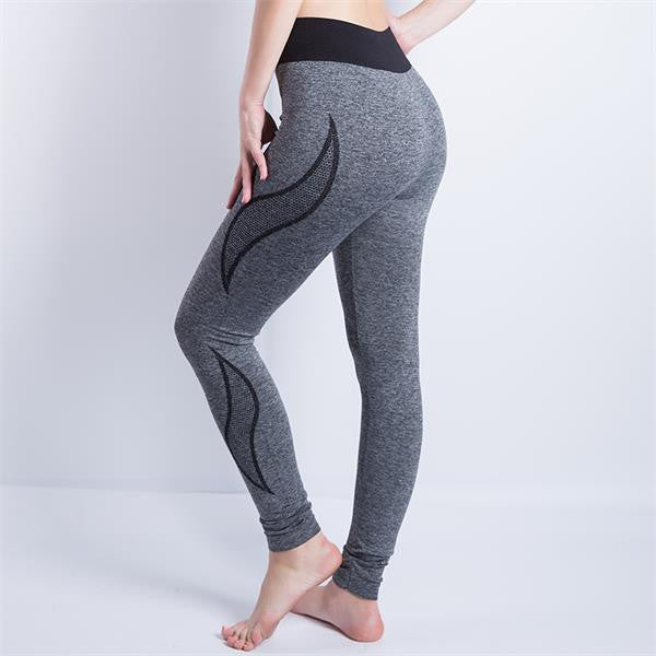 Women Cropped Leggings High Waist Elastic Wicking Force Exercise Female Elastic Stretchy Leggings Slim Trousers 34 C