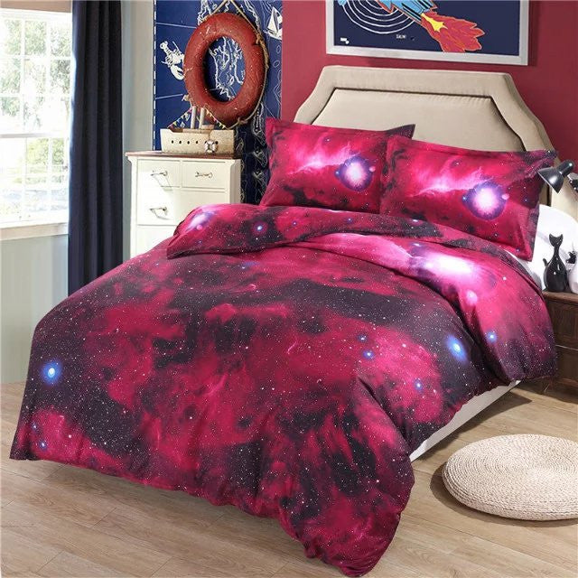 Online discount shop Australia - 3D Galaxy Bedding Sets Universe Outer Space Themed Bedspread 2pcs/3pcs/4pcs Twin/Queen Size Bed Sheets Duvet Cover Set #W10074#