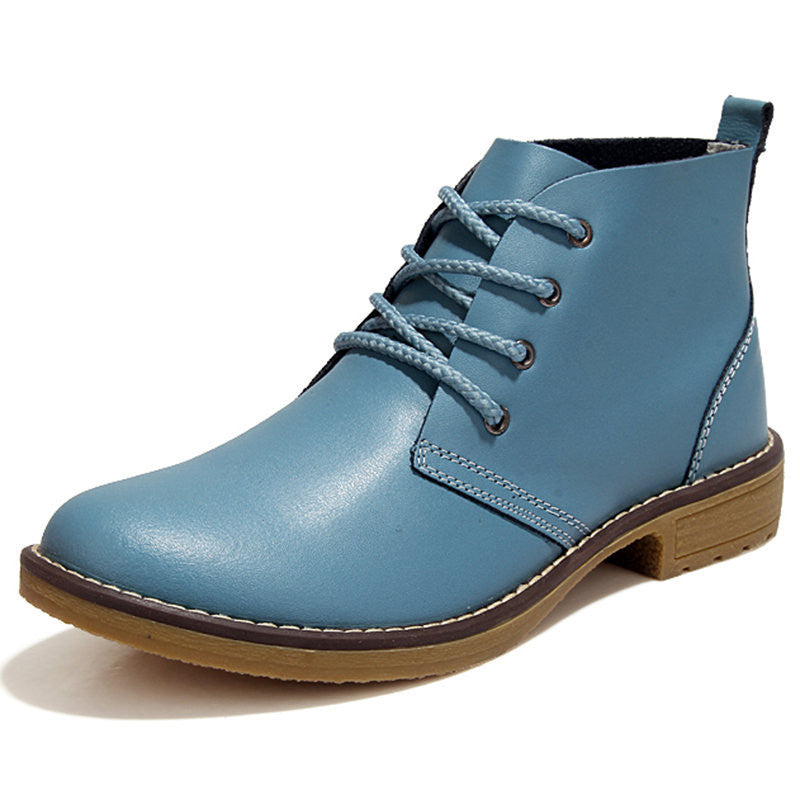Online discount shop Australia - 4 Color Fashion Women Lace up Genuine Leather Classic Shoe High Style Flat Brand Casual Shoes Boots