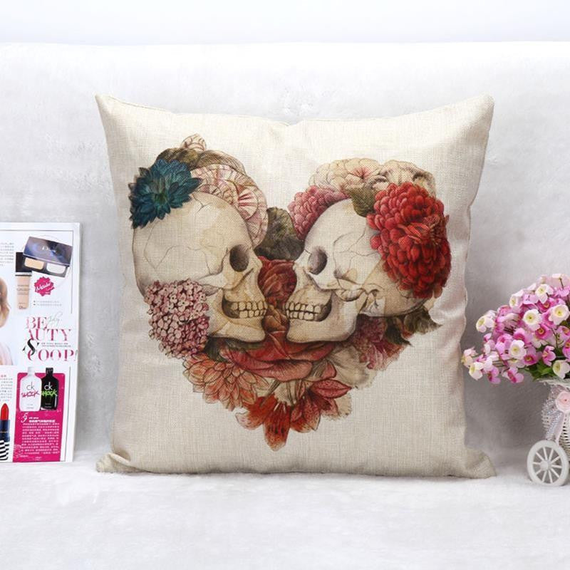 Stylish Skull Cushion Cover Cotton Linen Throw Pillow Case Cool Men Cushion Covers Bar Decor