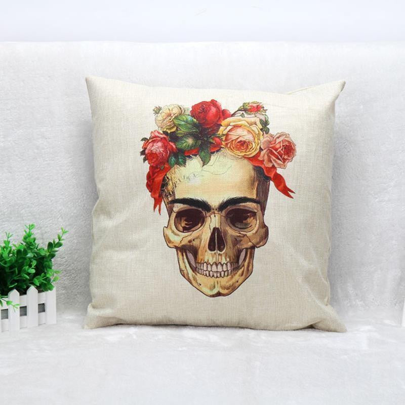 Stylish Skull Cushion Cover Cotton Linen Throw Pillow Case Cool Men Cushion Covers Bar Decor