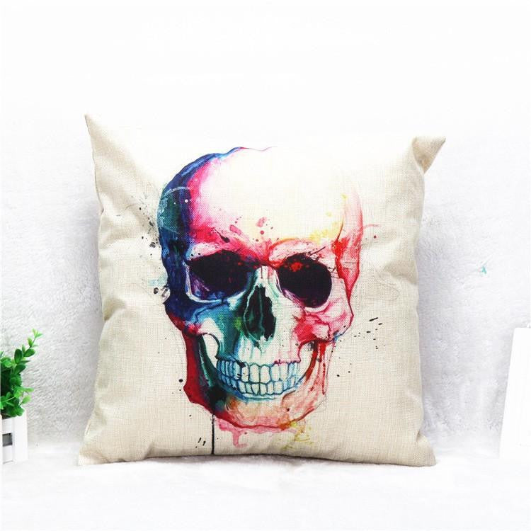 Stylish Skull Cushion Cover Cotton Linen Throw Pillow Case Cool Men Cushion Covers Bar Decor