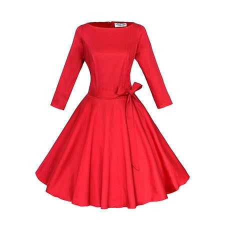 Women Autumn Dress Three Quarter Sleeve Dress Audrey Hepburn 1950s Vintage Rockabilly Swing Dresses for Women Lady Vestidos