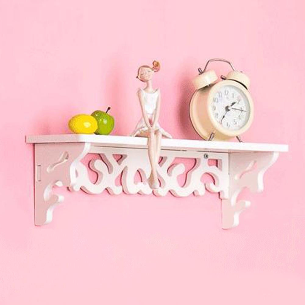 Wall Hanging Shelf Goods Convenient Rack Storage Holder Home Bedroom Decoration wood wall shelf racks White :46*9cm