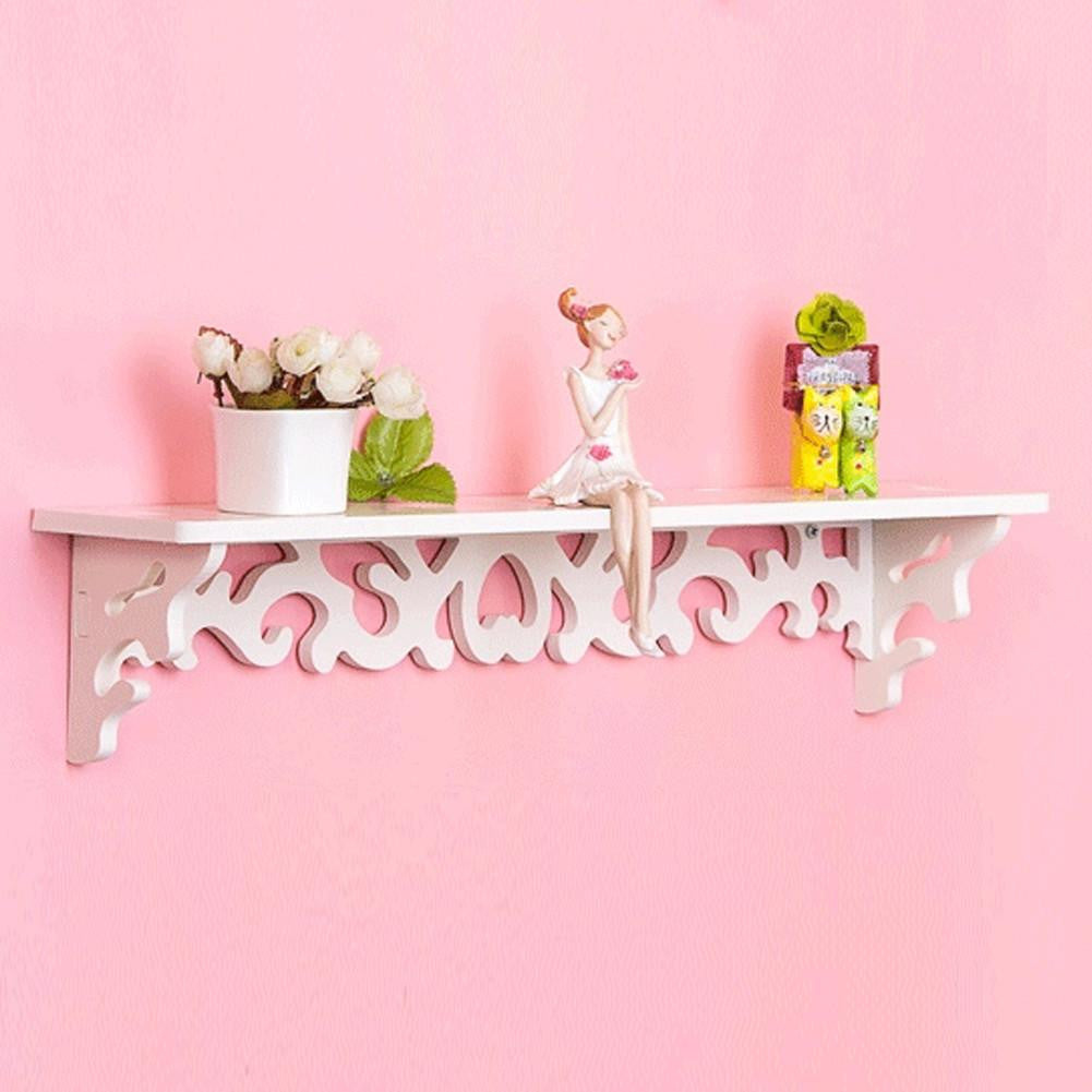 Wall Hanging Shelf Goods Convenient Rack Storage Holder Home Bedroom Decoration wood wall shelf racks White :46*9cm