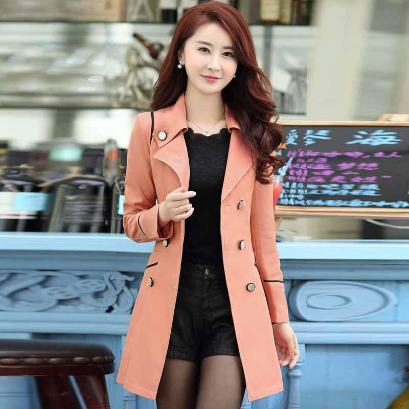 Trench Coat Women Female Double- Long Coat Outwear Coat Plus Size Windbreaker