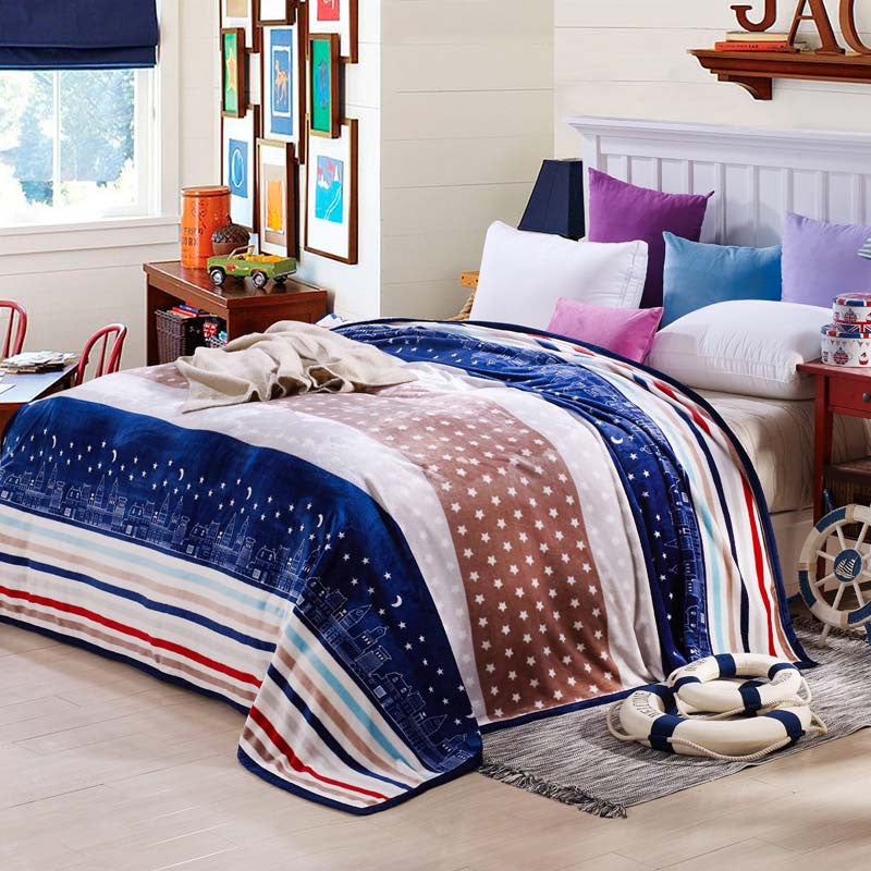 Online discount shop Australia - Coral Fleece blanket on the bed home adult Plaid Flower beautiful blanket sofa travel blanket purple portable #2