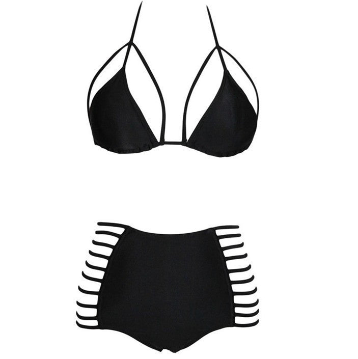 Online discount shop Australia - High Waist Bikini Cut Out vintage Bandage female bikini set sexy women swimwear push up strappy swim suit swimsuit