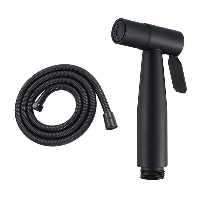 Black Toilet Bidet Sprayer Kit. Set Hand Hold Stainless Steel Shattaf For Bathroom Personal Cleanse Bidet Faucet