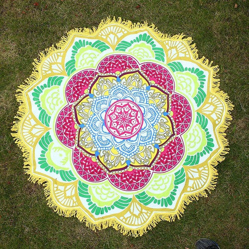 Online discount shop Australia - Hot Women Chic Tassel Indian Mandala Tapestry Lotus Printed Bohemian Beach Towel Yoga Mat Sunblock Round Bikini Cover-Up Blanket
