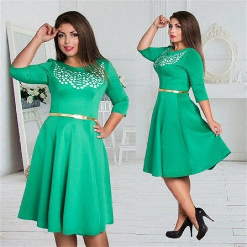 Online discount shop Australia - fashionable elegant women dresses big sizes New plus size women clothing L-6xl dress casual o-neck A-Line slim female dress