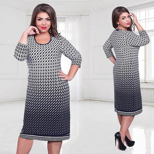 Online discount shop Australia - fashionable elegant women dresses big sizes New plus size women clothing L-6xl dress casual o-neck A-Line slim female dress