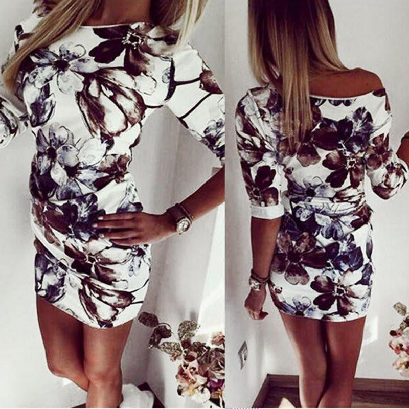 Summer Fashion Casual Women Dress Half Sleeve Asymmetrical neck Dress Sheath Bodycon Dresses KJ2