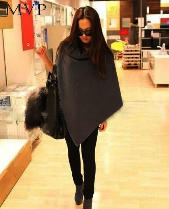 Women Basic Coats Poncho Ladies Batwing Wool Oversized Coat Casual Coat Jacket Loose Cloak Cape Outwear