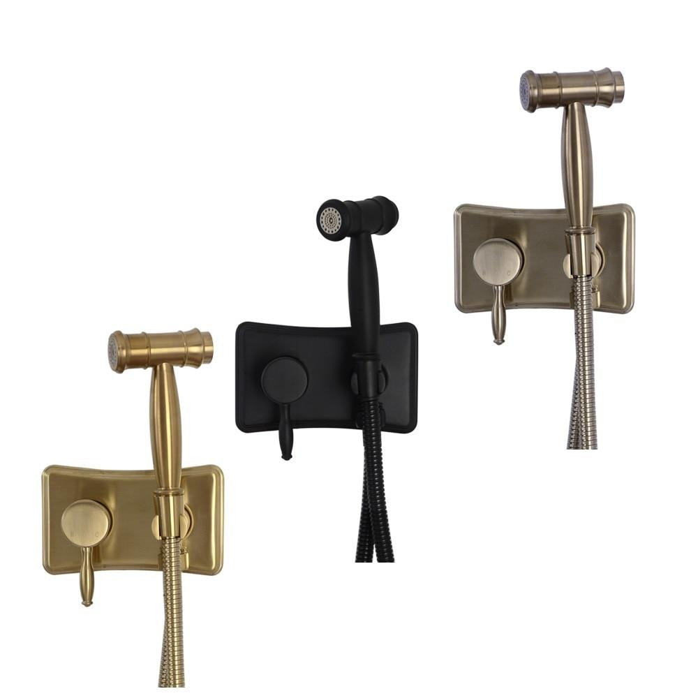 Hot & Cold Bidet Sprayer Kit. Mat Black Bathroom Bidet Shower Faucet Wall Mounted Luxury Gold & Brushed Nickel Woman Washer