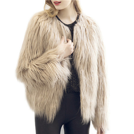 Online discount shop Australia - Chic soft faux fur coat women Fluffy warm long sleeve female outerwear black elegant  coat jacket hairy overcoat