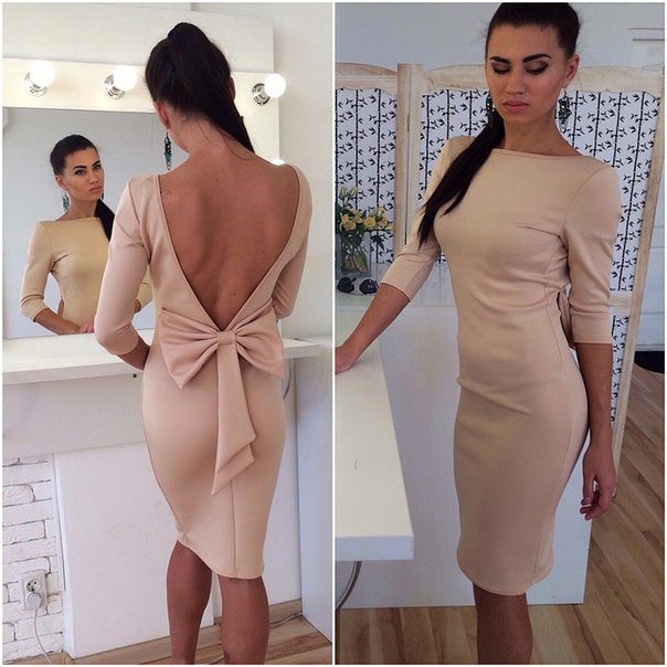 Online discount shop Australia - Fashion Backless Sexy Slim Half Sleeve Party Dresses Bodycon Club dress LJ1179E