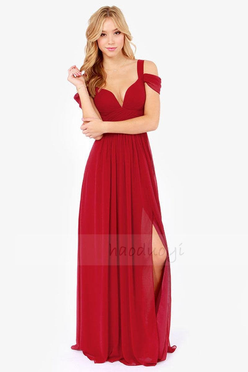 Summer Women V-neck Chiffon Pleated Elegant Long Dress Cocktail Party Style AWD0014