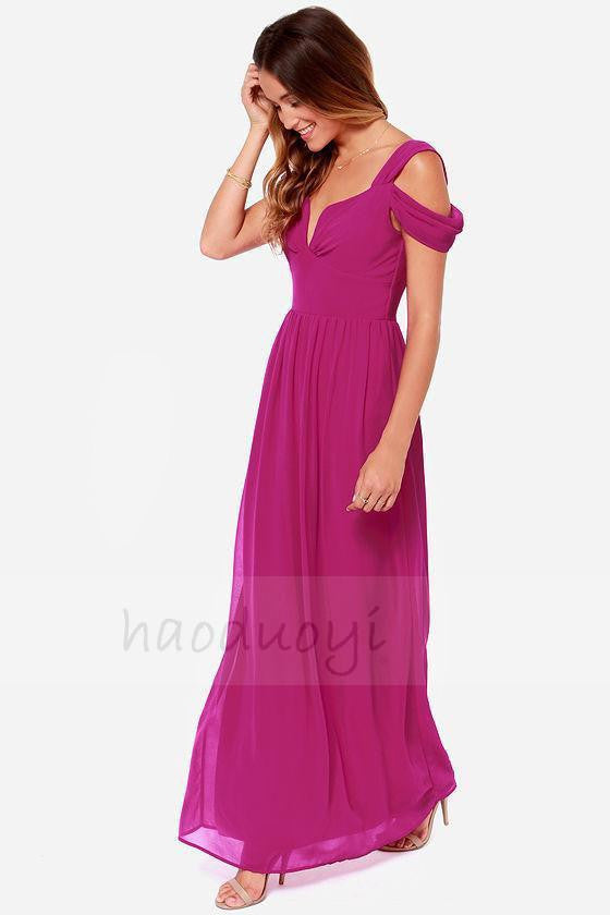 Summer Women V-neck Chiffon Pleated Elegant Long Dress Cocktail Party Style AWD0014