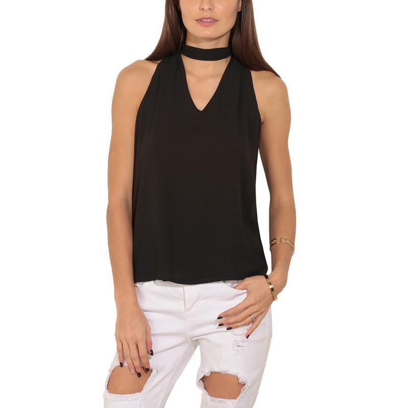 Women Blouse plus size female clothing women tops chic elegant sleeveless blue chiffon blouse lady tops