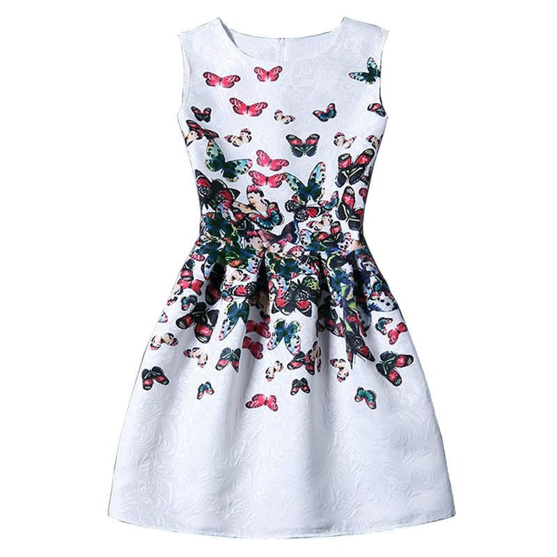 Summer Dress Women Butterfly Sleeveless Casual Dresses Ladies vintage print plus size jacquard clothing