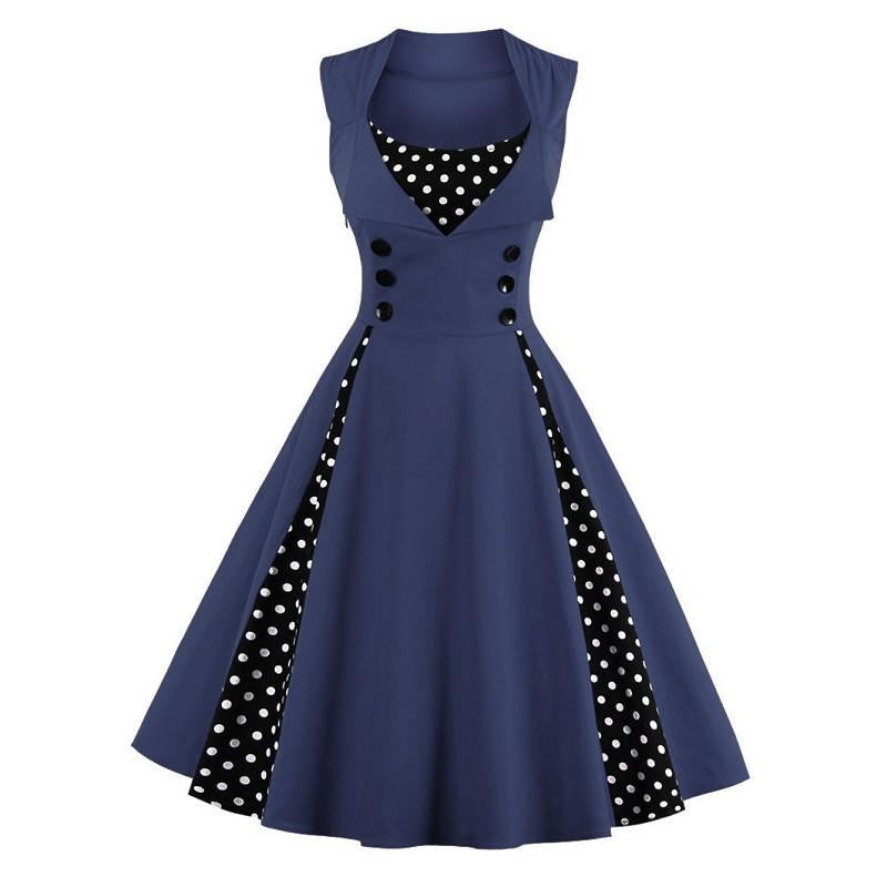 Summer Women Dress Retro 1950s 60s Dress Polka Dots Pinup Rockabilly Party Dresses Vintage Tunic Vestidos Mujer