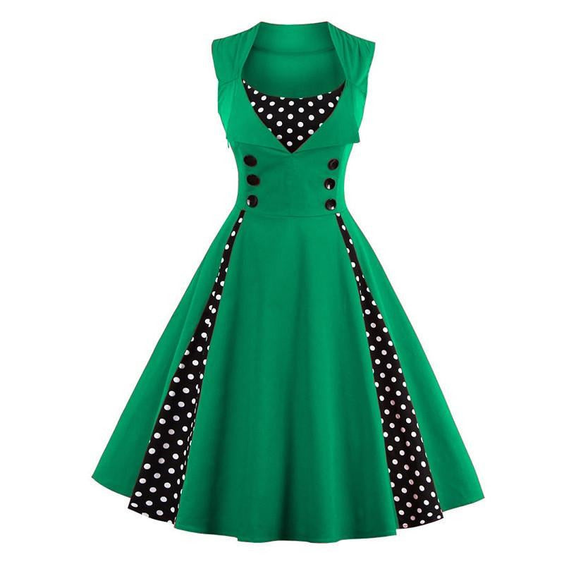 Summer Women Dress Retro 1950s 60s Dress Polka Dots Pinup Rockabilly Party Dresses Vintage Tunic Vestidos Mujer