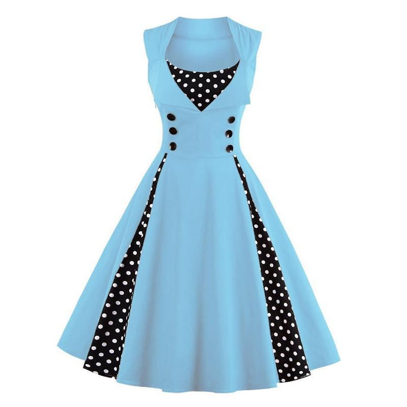 Summer Women Dress Retro 1950s 60s Dress Polka Dots Pinup Rockabilly Party Dresses Vintage Tunic Vestidos Mujer