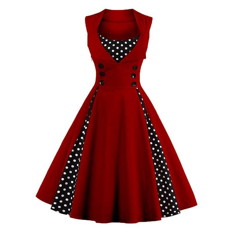 Summer Women Dress Retro 1950s 60s Dress Polka Dots Pinup Rockabilly Party Dresses Vintage Tunic Vestidos Mujer