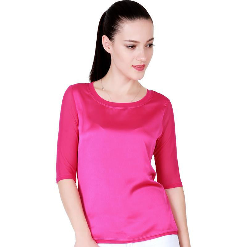 women blouses silk chiffon tops for women plus size xxxl o-neck half sleeve green formal work wear blouse Female 047