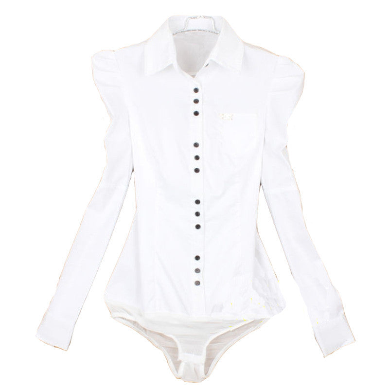 Fashion Elegant Long sleeve Cotton OL Body Shirt Button Design Dark Blue White Red S-3XL SY0095 Plus Size