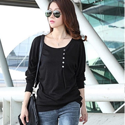 Online discount shop Australia - Batwing Top Long Sleeve Shirt Women Button Female Blouse Plus Size