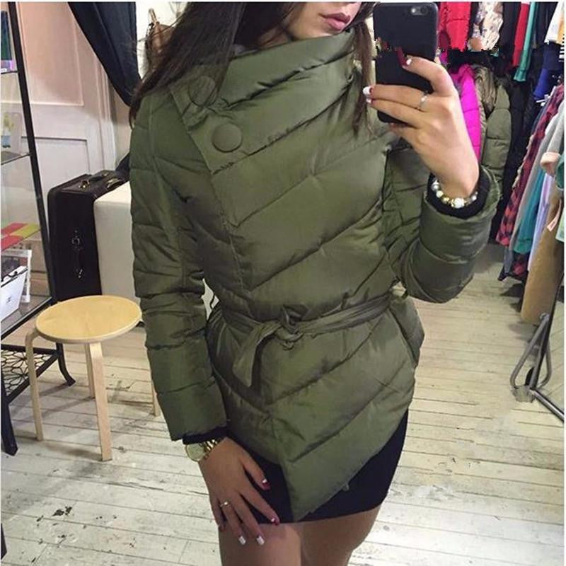 ultra light down Jacket women down coat female coat covered button belt parka slim overcoat