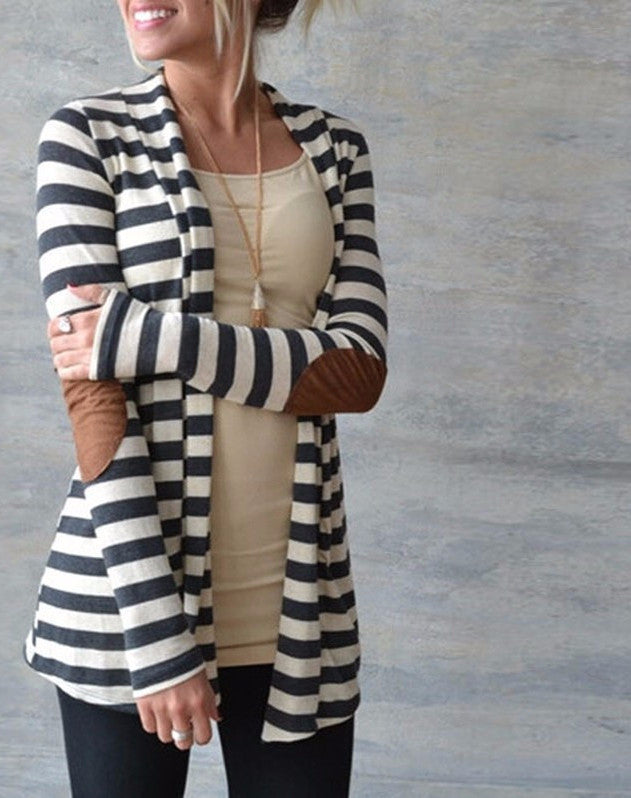 Online discount shop Australia - Jacket Plus Size Women Knitted Sweaters Striped Coat Cardigan Slim   Open Stitch Long Sleeve