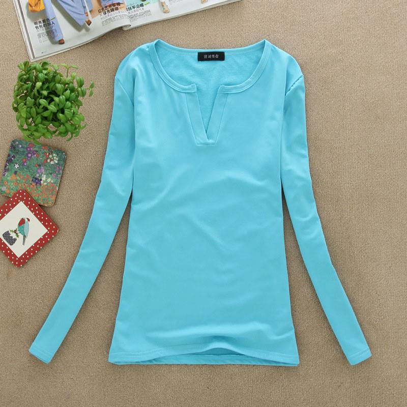 V-Neck Women Blouses slim Knitted Clothes Long Sleeve Tops for Women clothing,CT220