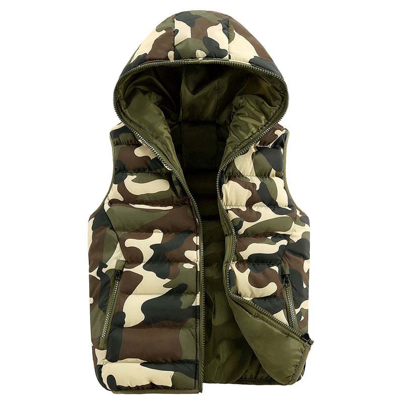 Online discount shop Australia - Hooded Vest Men Camo Waistcoat Casual Thick Warm Down Cotton Stand Collar Vest Male Large Size Jacket & Coat351