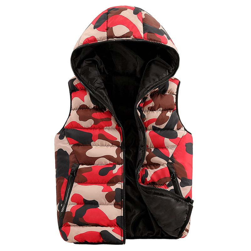 Online discount shop Australia - Hooded Vest Men Camo Waistcoat Casual Thick Warm Down Cotton Stand Collar Vest Male Large Size Jacket & Coat351