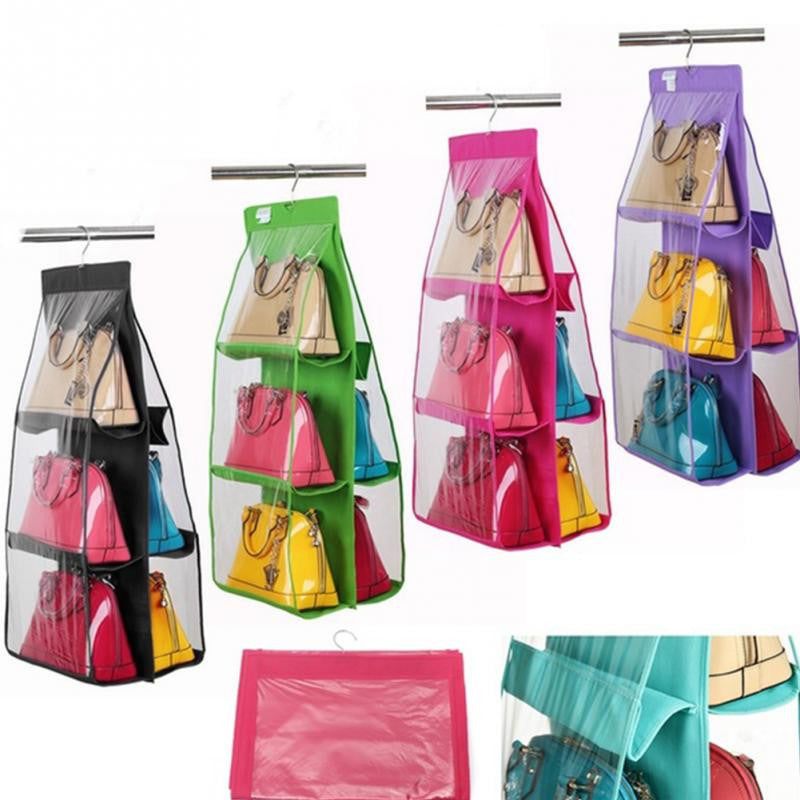 Online discount shop Australia - 4 Color Fashion 6 Pockets Hanging Storage Bag Purse Handbag Tote Bag Storage Organizer Closet Rack Hangers